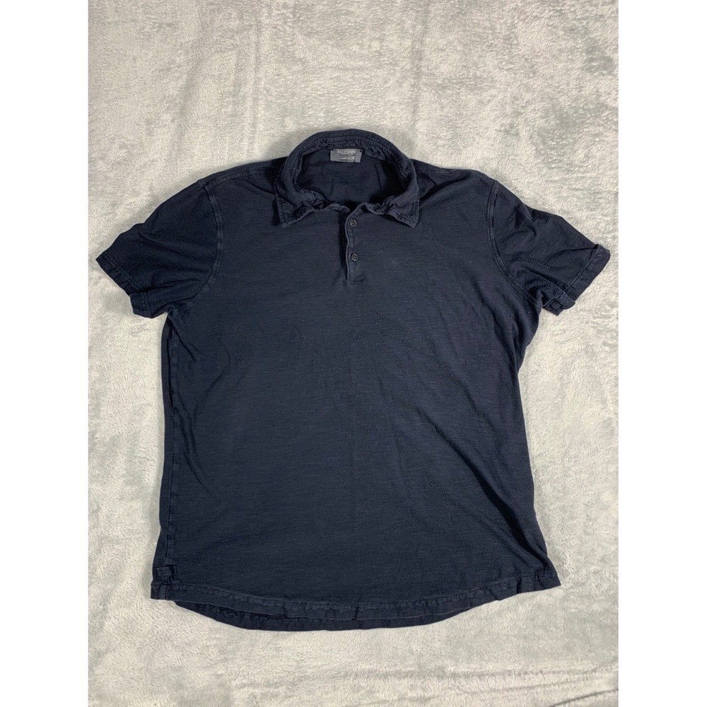 Falconeri Polo Shirt Mens L Navy Blue Short Sleeve Made in Italy Cotton